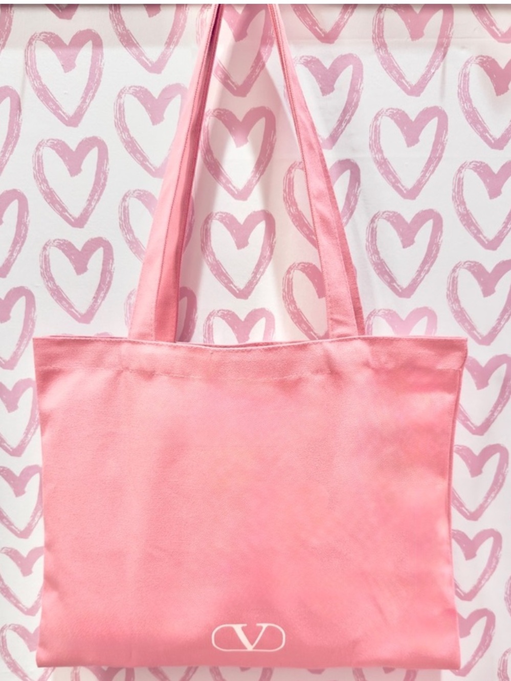 Valentino Pink Logo Tote in Soft Rose